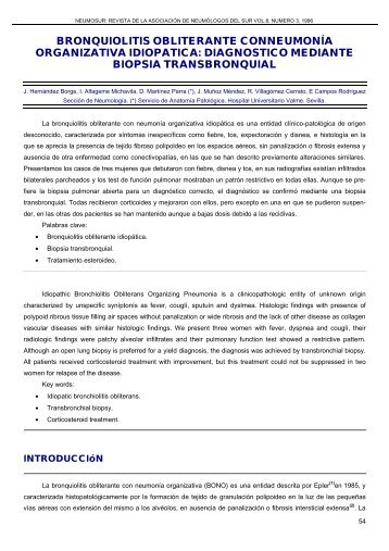 bronquiolitis obliterante conneumonÃ­a organizativa ... - Neumosur