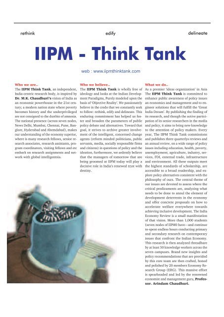 Strategic Thought Transformation - The IIPM Think Tank