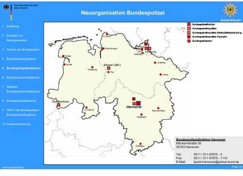 Neuorganisation Bundespolizei - des Bundesministerium des Innern