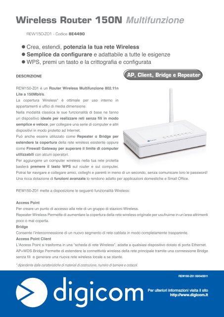 Wireless Router 150N Multifunzione - Digicom