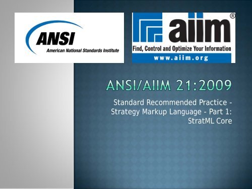 Introduction to StratML - AIIM