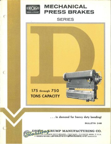 Chicago Mechanical Press Brake Series D 1750-750 Ton Borchure