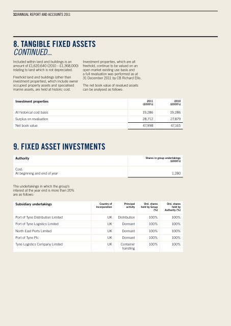 PORT OF TYNE ANNUAL REPORT AND ACCOUNTS 2011