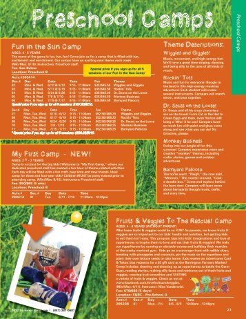 Preschool Camps - Barrington Park District