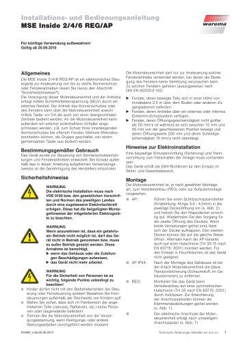 Installations- und Bedienungsanleitung MSE Inside 2/4/6 ... - Warema