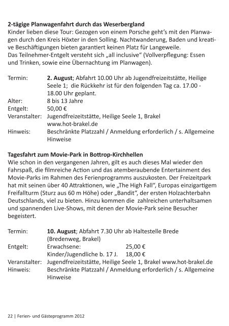 Ferienprogramm 2012 (PDF, ca. 9 MB) - Stadt Brakel