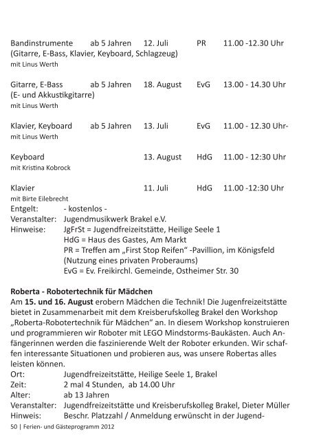 Ferienprogramm 2012 (PDF, ca. 9 MB) - Stadt Brakel