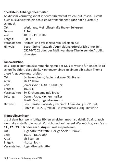 Ferienprogramm 2012 (PDF, ca. 9 MB) - Stadt Brakel