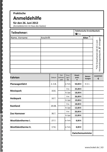 Ferienprogramm 2012 (PDF, ca. 9 MB) - Stadt Brakel