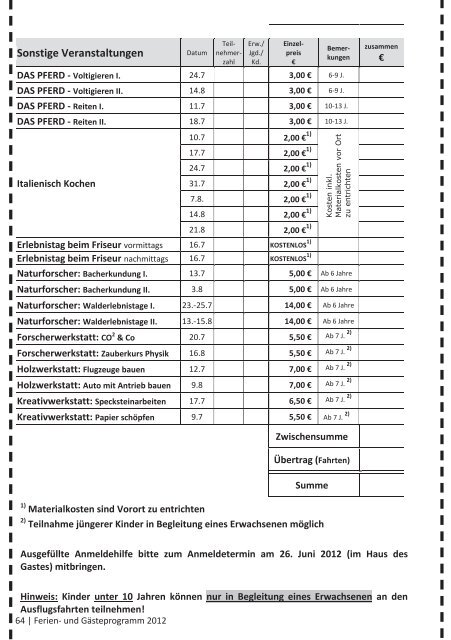 Ferienprogramm 2012 (PDF, ca. 9 MB) - Stadt Brakel