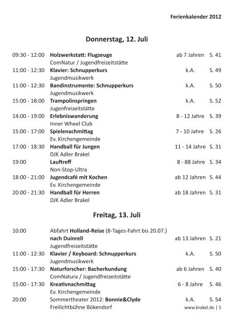 Ferienprogramm 2012 (PDF, ca. 9 MB) - Stadt Brakel