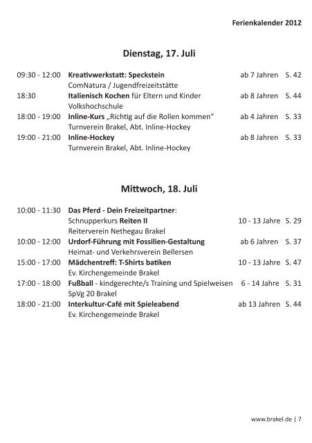 Ferienprogramm 2012 (PDF, ca. 9 MB) - Stadt Brakel