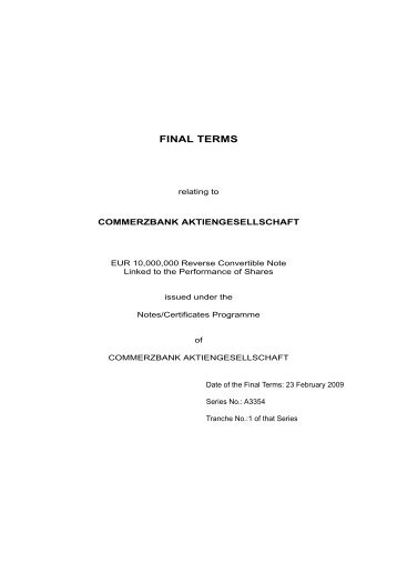 FINAL TERMS - Commerzbank AG