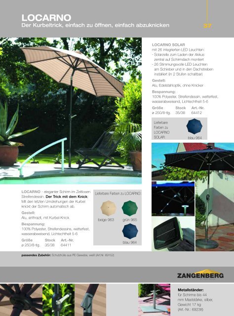 Katalog Zangenberg Sonnenschirme 2010 - Brasil Wellness-World