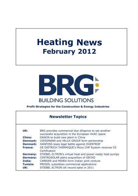 Heating News February 2012 - BRG Building Solutions