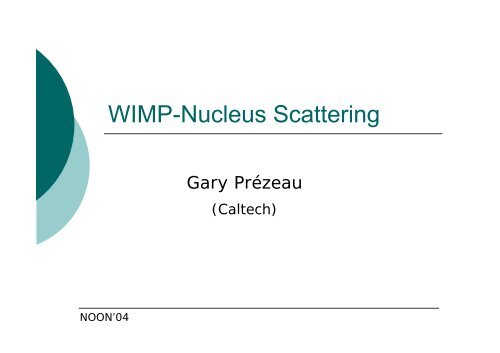 WIMP-Nucleus Scattering