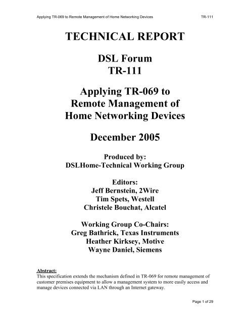 TR-111 - Broadband Forum