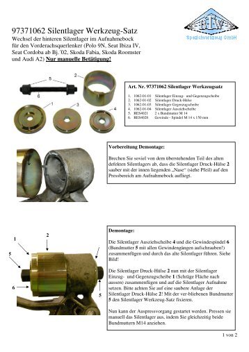 97371062 Silentlager Werkzeug-Satz - BTW Spezialwerkzeug GmbH