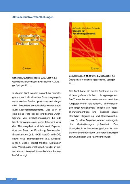 Jahresbericht 2011 - Institut fÃ¼r Versicherungsbetriebslehre - Leibniz ...