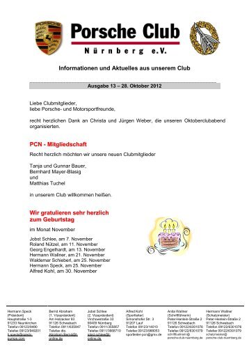 Porscheclub Info Ausgabe 13-2012 - porsche-club-nuernberg.de