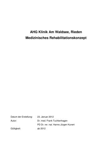 AHG Klinik Am Waldsee, Rieden Medizinisches - AHG Allgemeine ...