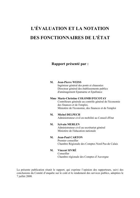 L'évaluation et la notation des fonctionnaires de l'État