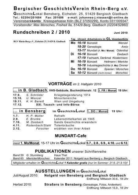 Rundschreiben 2 / 2010 - Archiv des BGV Rhein-Berg - Bergischer ...