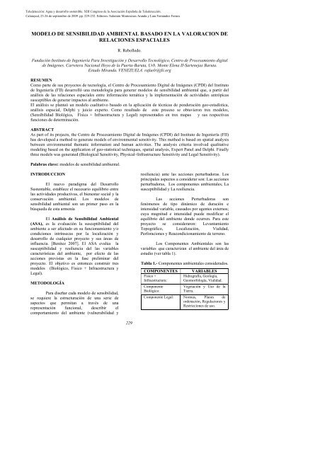 Modelo de sensibilidad ambiental basado en la valoraciÃ³n de ...