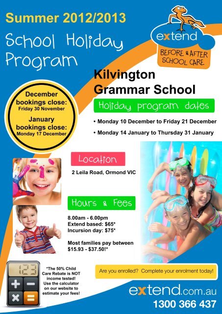 School Holiday Program - Extend