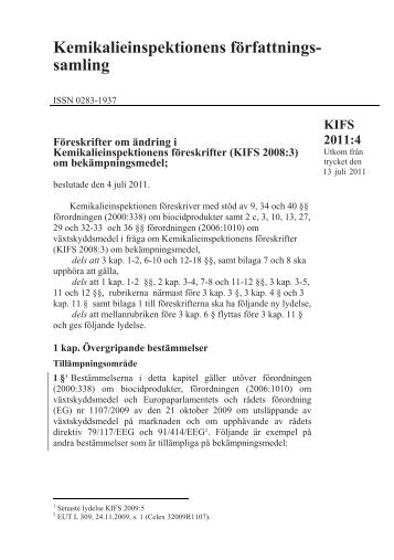 KIFS 2011:4 - Kemikalieinspektionen