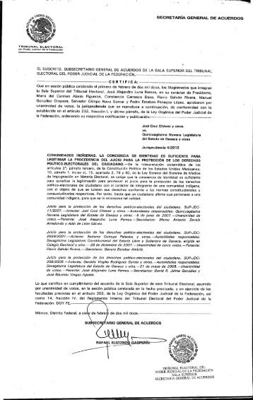 Jurisprudencia y Tesis aprobadas el 01 ... - Colaboracion IFE