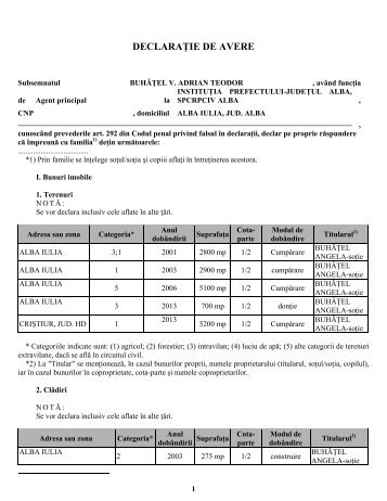 declaratie de avere si interese - Prefectura JudeÅ£ului Alba