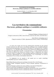 Bellanger Mischi PrÃ©sentation - Centre d'histoire sociale du XXe siÃ¨cle