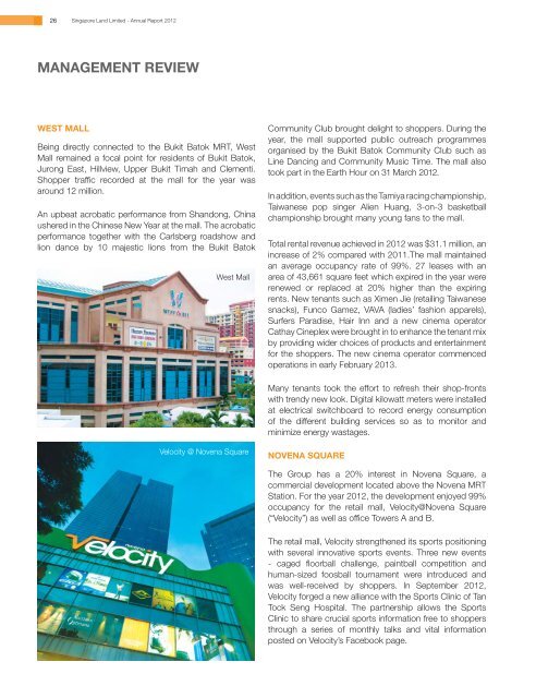 Annual Report 2012 - singapore land limited