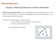 Molecular Dynamics Chapter 2. Molecular Dynamics in Various ...