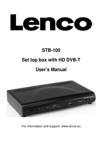 STB-100 Set top box with HD DVB-T User's Manual - Lenco