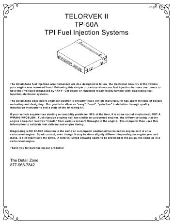 TELORVEK II TP-50A TPI Fuel Injection Systems - Ron Francis Wiring