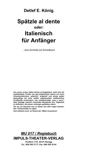 Spätzle al dente Italienisch für  Anfänger - Impuls-Theater-Verlag