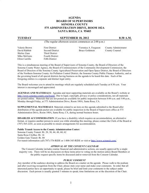 Complete Agenda Packet - Sonoma County Board of Supervisors ...