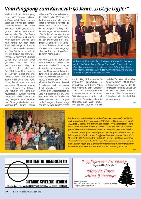DER BIEBRICHER, Ausgabe 265, Dezember 2013
