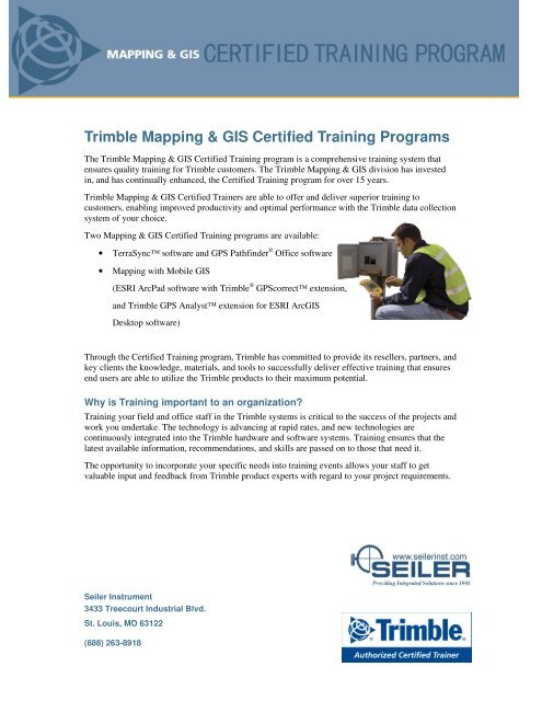 Trimble Mapping & GIS Certified Training Programs - Seiler