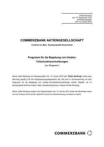 Nachtrag III - Commerzbank AG