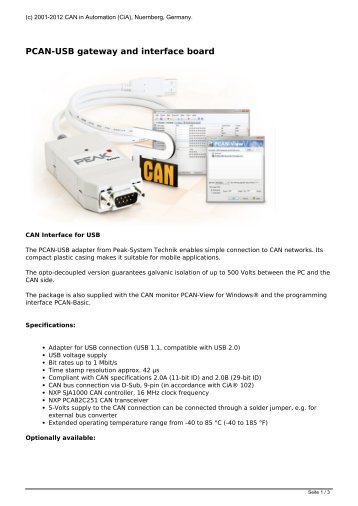 PCAN-USB gateway and interface board - CAN Newsletter Online