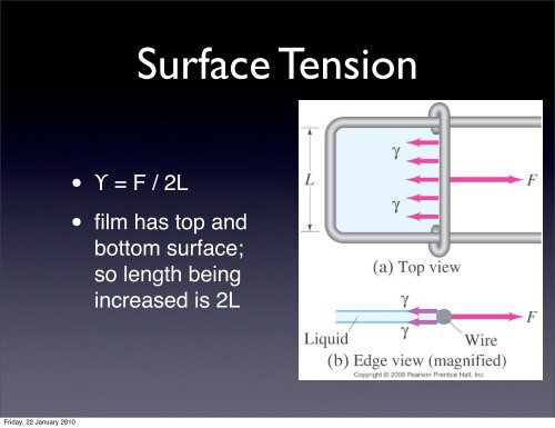 â¢ the surface of a liquid acts as if it is under tension, and this tension ...