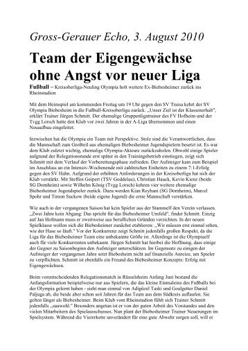 Team der EigengewÃ¤chse ohne Angst vor neuer Liga - stephan ...