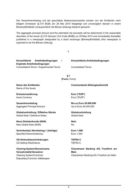 ENDGÜLTIGE BEDINGUNGEN / FINAL TERMS - Commerzbank AG