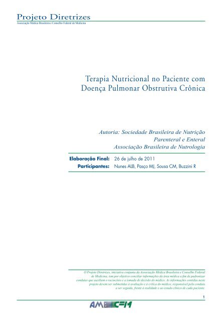 Terapia Nutricional no Paciente com Doença ... - Projeto Diretrizes