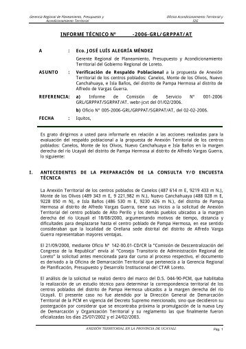 INFORME TÃCNICO NÂº -2006-GRL/GRPPAT/AT - Gobierno ...