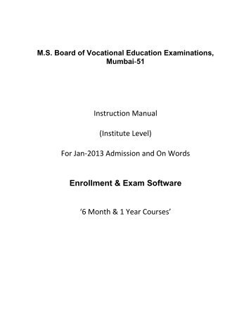 a) Instruction Manual for Institute - msbve.gov.in