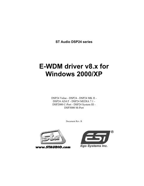 E-WDM driver v8.x for Windows 2000/XP - ST Audio